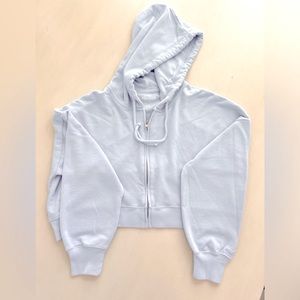 Light blue Hollister zip cropped hoodie